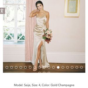 REVELRY RORY SATIN DRESS SIZE 4 GOLD CHAMPAGNE